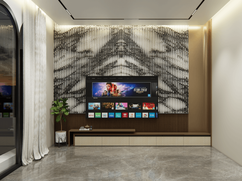 Elegant master bedroom with high-end materials