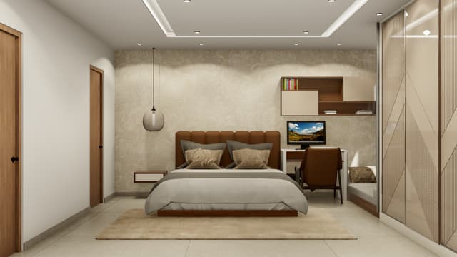 Contemporary bedroom with custom furniture